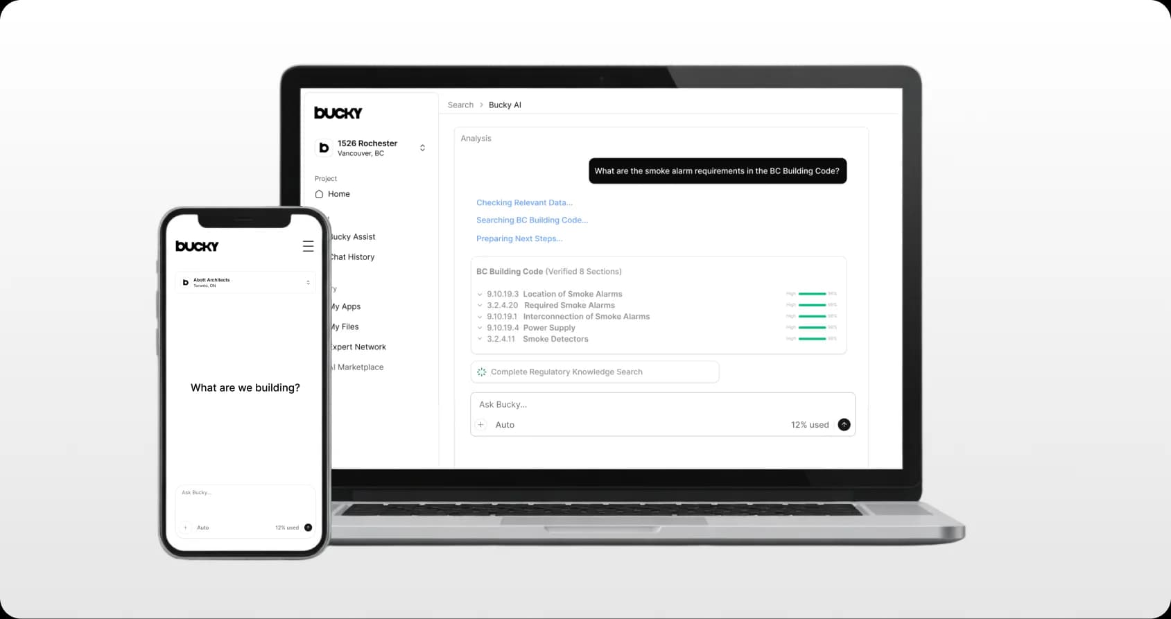 Bucky AI platform shown on laptop and mobile